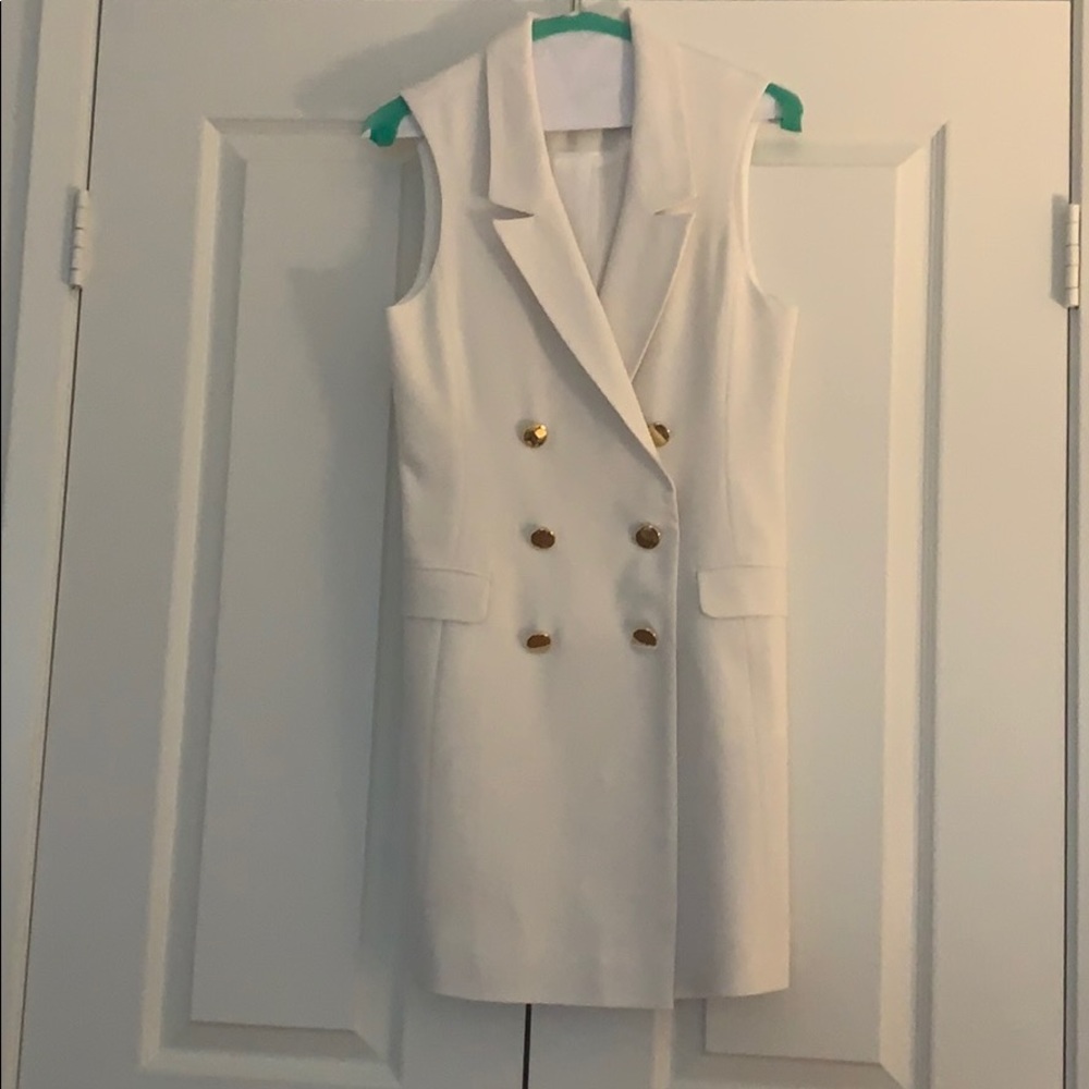 Topshop White Tuxedo Dress Sleeveless